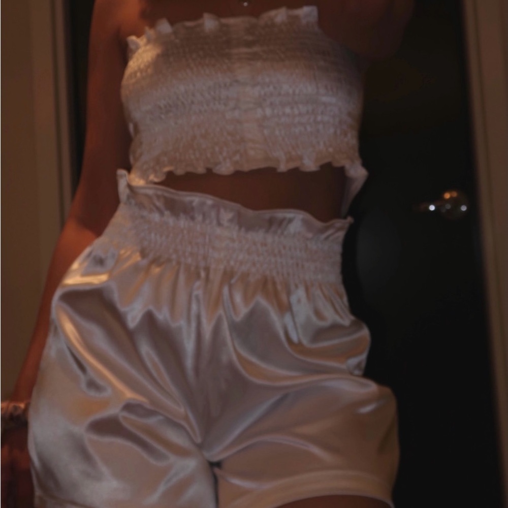 White Satin Two-Piece Set